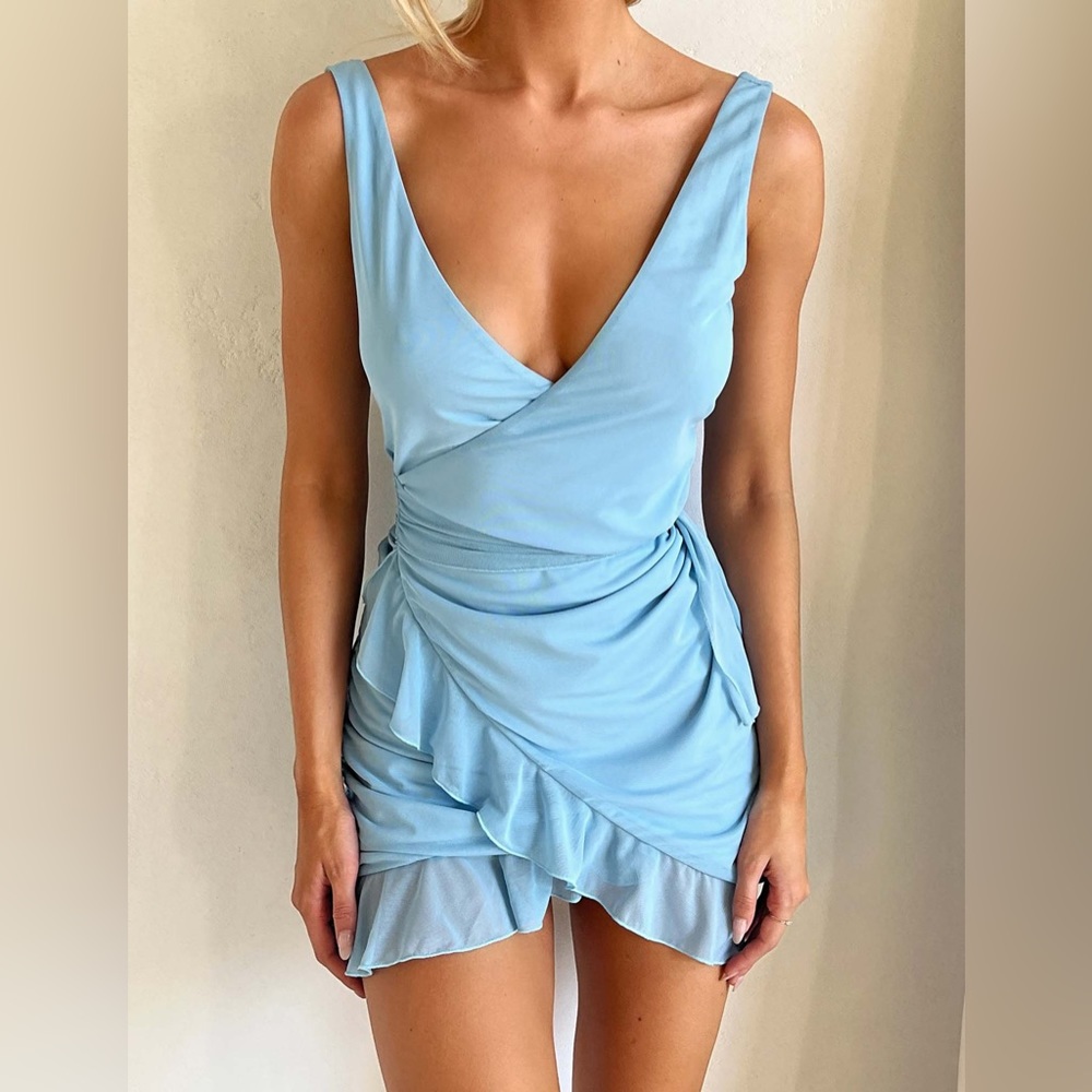 tiger mist mini wrap dress